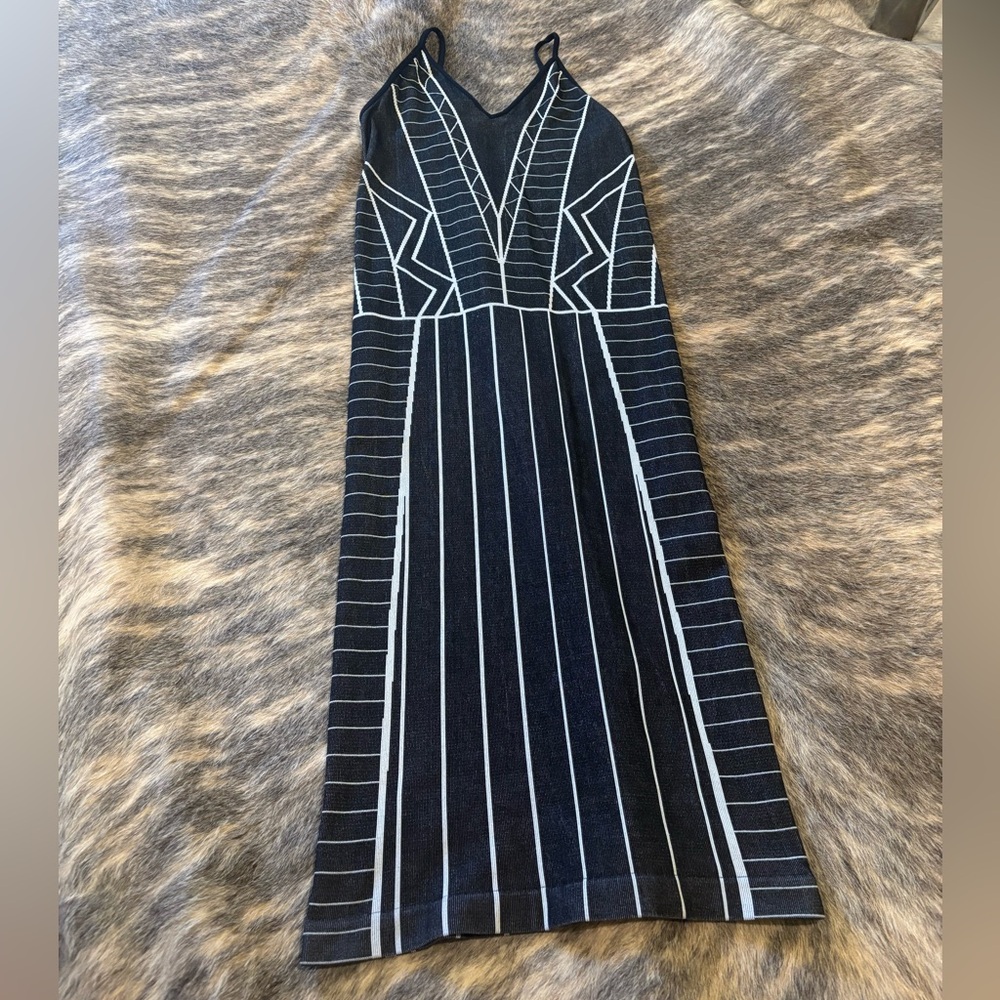 BCBGeneration Black and White elastic/bodycon spaghetti strapped dress